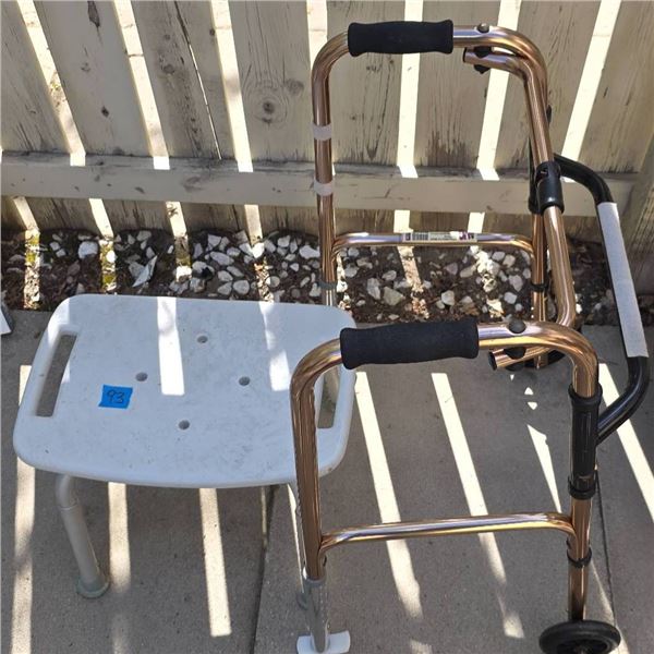 Adjustable Mobility Walker and Shower Bench Set