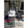 Image 1 : Garden Accessories With Chair, Wind Chimes, Planters, and Watering Can