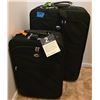 Image 1 : Two Ron Voyager Soft-Sided Black Suitcases With Tag