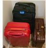 Image 1 : Three Luggage Pieces in Black, Red, and Brown