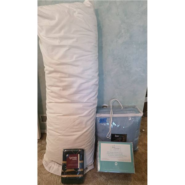 Bedding Lot: Body Pillow, HomeSuite 6-Piece Sheet Sets, and Springs Pillowcases