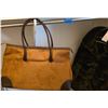 Image 3 : Brown Suede Tote Bag with Leather Accents and Faux Fur Jacket