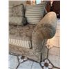 Image 4 : Two-Seat Upholstered Sofa with Floral and Striped Cushion Accents