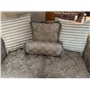 Image 6 : Two-Seat Upholstered Sofa with Floral and Striped Cushion Accents