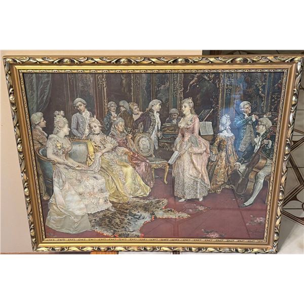Ettore Simonetti Roma Framed Artwork Depicting 18th Century European Salon Scene