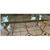 Image 2 : Glass and Brass Coffee Table with Elegant Cabriole Legs