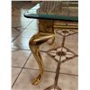 Image 3 : Glass and Brass Coffee Table with Elegant Cabriole Legs