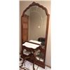 Image 2 : Solid Wood Hall Mirror with White Marble Top and Carved Details