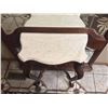 Image 3 : Solid Wood Hall Mirror with White Marble Top and Carved Details