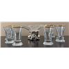 Image 1 : Handcrafted Glass Bowl with 925 Silver Base and Set of 8 Glasses with Gold Trim