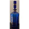 Image 3 : Cobalt Blue Glass Decanter Set with Gold Floral Accents, 6 Pieces