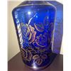 Image 5 : Cobalt Blue Glass Decanter Set with Gold Floral Accents, 6 Pieces