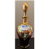 Image 3 : Bohemian Glass Decanter with Stopper and 5 Matching Glasses, Hand-Painted Floral Design