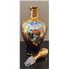 Image 4 : Bohemian Glass Decanter with Stopper and 5 Matching Glasses, Hand-Painted Floral Design