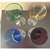 Image 6 : Five Cambridge Glass Company Colored Crystal Flutes