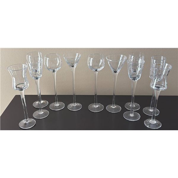 11 Hand-Painted Glass Stemware with Intricate Floral Designs