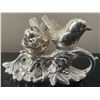Image 2 : Silver-Tone Bird Motif Salt and Pepper Shaker Set with Floral Base