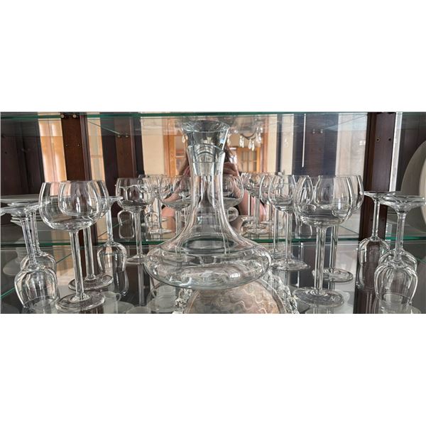 Handmade Romanian Glass Crystal Wine Decanter and Glassware Set