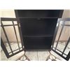 Image 4 : Black Wood Cabinet With Glass Panel Doors and Acrylic Knobs