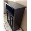 Image 5 : Black Wood Cabinet With Glass Panel Doors and Acrylic Knobs