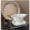 Image 4 : Serving Essentials Including CopperCraft Guild Pitcher, E.P. Steel Tray, and Porcelain Pieces