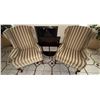 Image 1 : Upholstered Wingback Armchairs and Wood Demilune Table