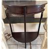 Image 4 : Upholstered Wingback Armchairs and Wood Demilune Table