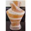 Image 3 : Handblown Art Glass Vase with Swirled Amber and White Design