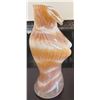 Image 4 : Handblown Art Glass Vase with Swirled Amber and White Design