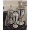 Image 1 : Mercury Glass Apothecary Jars and Ribbed Decorative Vase