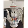 Image 3 : Italian Ceramic Lidded Tureen and Coffee Pot with Floral Embellishments