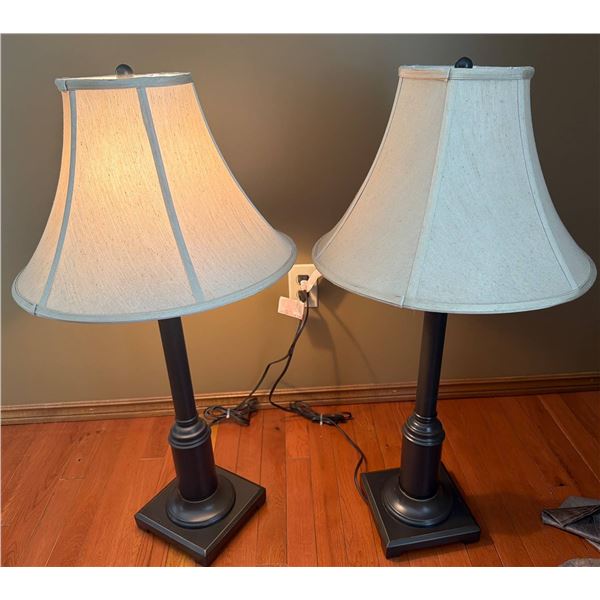 Table Lamps with Fabric Shades and Black Bases