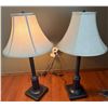 Image 1 : Table Lamps with Fabric Shades and Black Bases