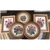 Image 1 : Five Framed Needlepoint Floral Artworks with Round and Rectangular Frames