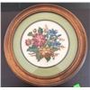 Image 5 : Five Framed Needlepoint Floral Artworks with Round and Rectangular Frames