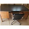 Image 1 : Vintage Wooden Desk with Vinyl Office Chair and Floor Protector Pad