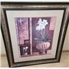 Image 1 : Framed Print with Fleur-de-Lys, Urn, and Orchid Design, 36 x 42 Inches