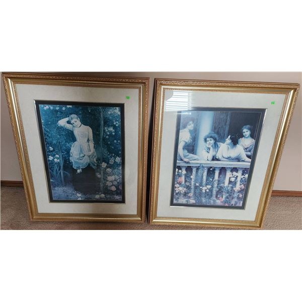 Framed Prints Under Glass Featuring Women, 27.5 x 34 Inches