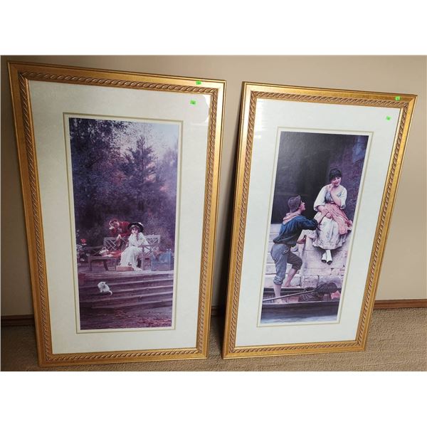 Framed Prints Behind Glass of Courtship 24.5 x 42.5 Inches Each