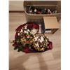 Image 1 : Holiday Decorations Lot: Tree Skirt, Train Decor, Floral Centerpieces, Santa Village Displays