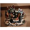 Image 3 : Holiday Decorations Lot: Tree Skirt, Train Decor, Floral Centerpieces, Santa Village Displays