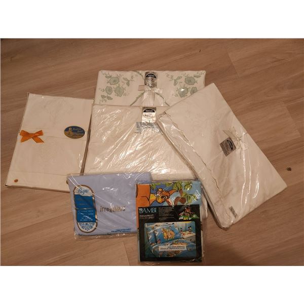 Vintage Heritage Linens Including Sheets and Embroidered Pillowcases