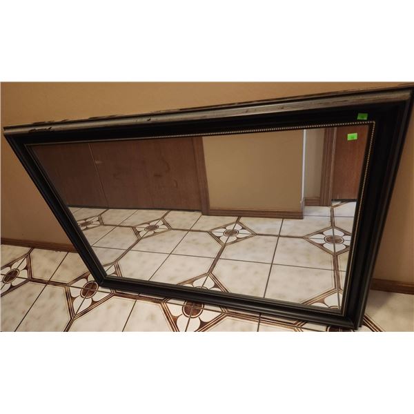 Wall Mirror with Black Frame and Decorative Beading, 40.5 x 29 Inches