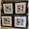Image 1 : Four Framed Floral Prints Under Glass With Red Poppy Motif