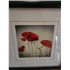 Image 4 : Four Framed Floral Prints Under Glass With Red Poppy Motif