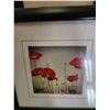 Image 5 : Four Framed Floral Prints Under Glass With Red Poppy Motif