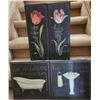Image 1 : Four Canvas on Board Home Decor Prints with Floral and Bath Themes