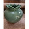 Image 6 : Framed Floral Embroidery and Green Ceramic Vase Set