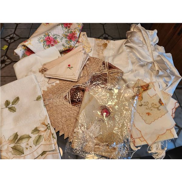 Decorative Table Linens with Embroidery and Lace Accents