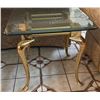 Image 1 : Two Glass-Top End Tables with Gold-Toned Metal Frames